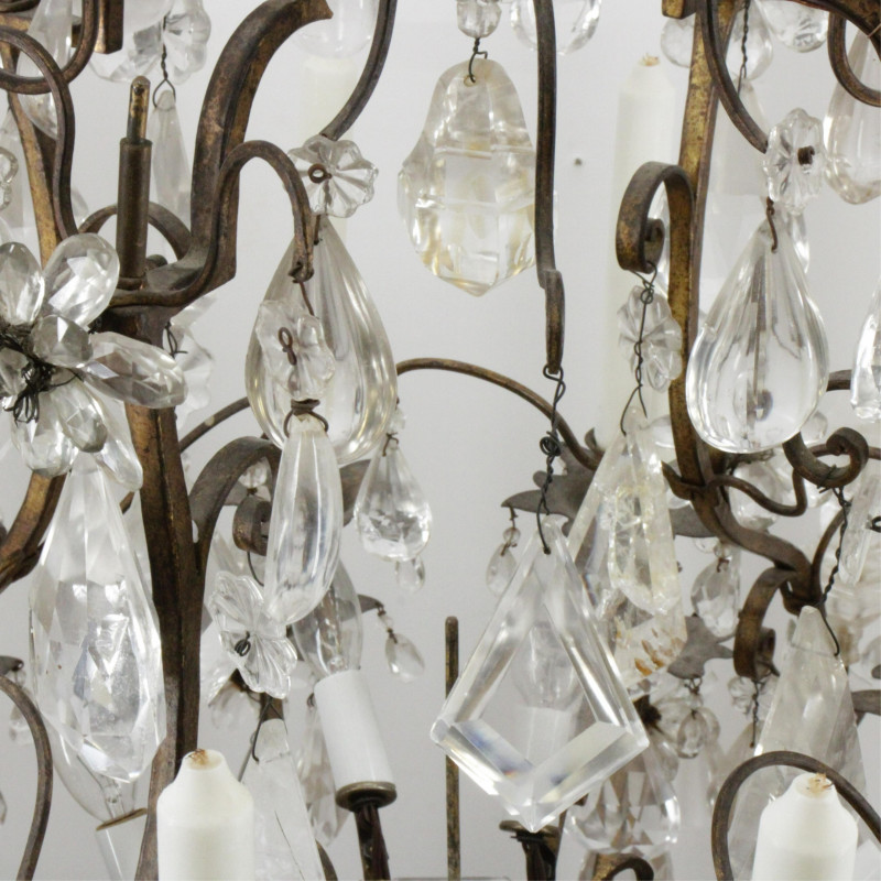 Louis XV Gilt Bronze and Rock Crystal Chandelier