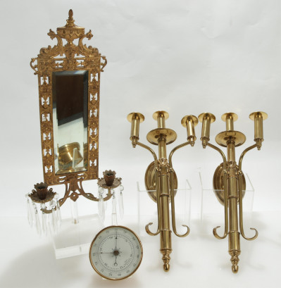 Image for Lot B&H and Pair Classical Form Sconces; Barometer