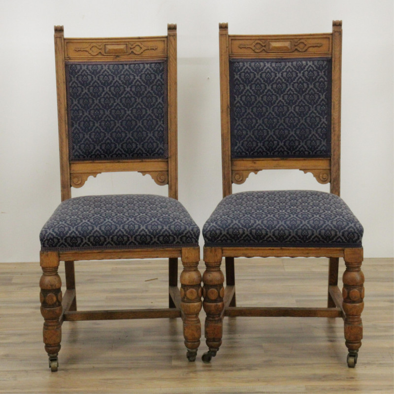 Pair of Jacobean Style Gothic Oak Hall Chairs