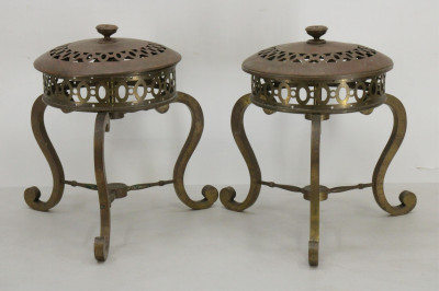 Image for Lot Pair Georgian Style Brass Stands