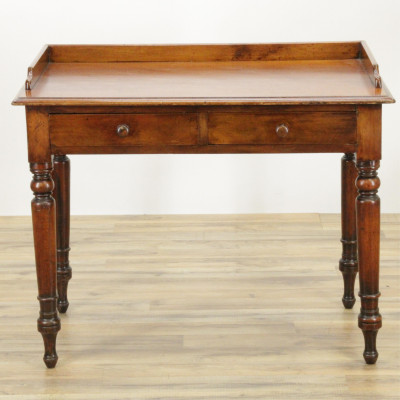 Image for Lot Sheraton Style Mahogany Galleried Table