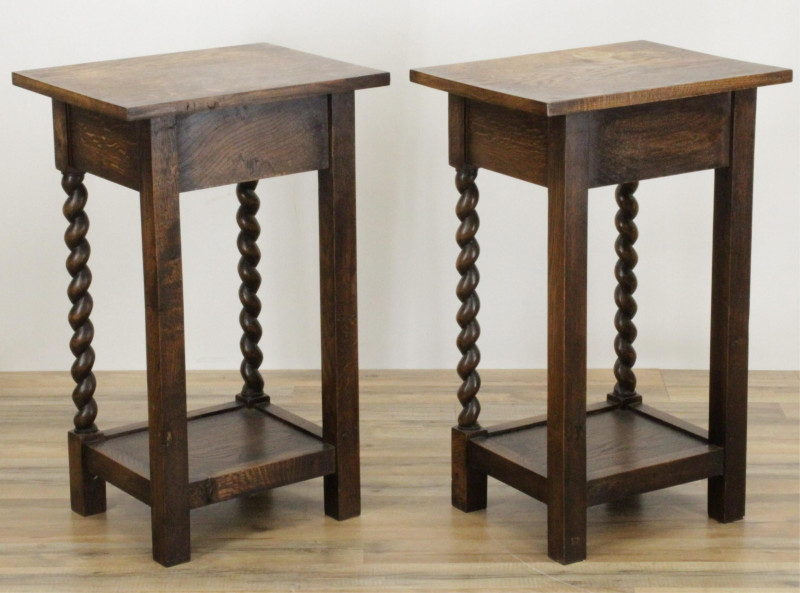 Pair Wig Darby Woodwork (England) Oak Stands