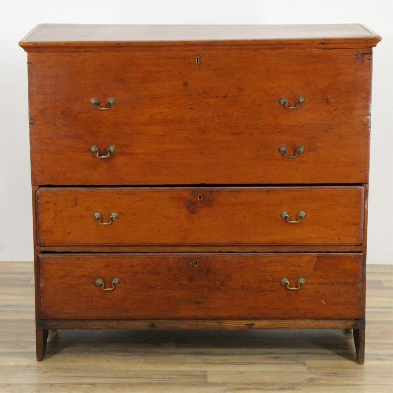 19C Chestnut and Pine Lift Top Blanket Chest