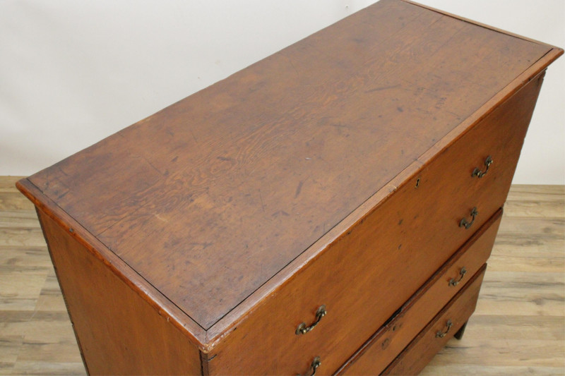 19C Chestnut and Pine Lift Top Blanket Chest