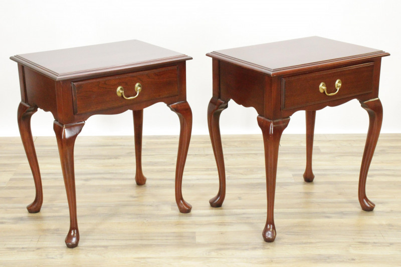 Pair Queen Anne Style Mahogany Lowboys, Harden