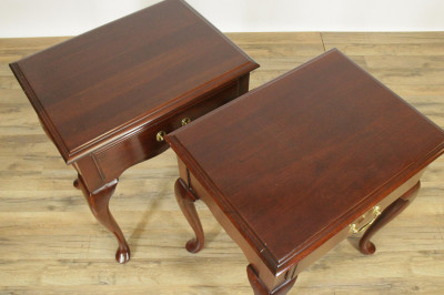 Pair Queen Anne Style Mahogany Lowboys, Harden