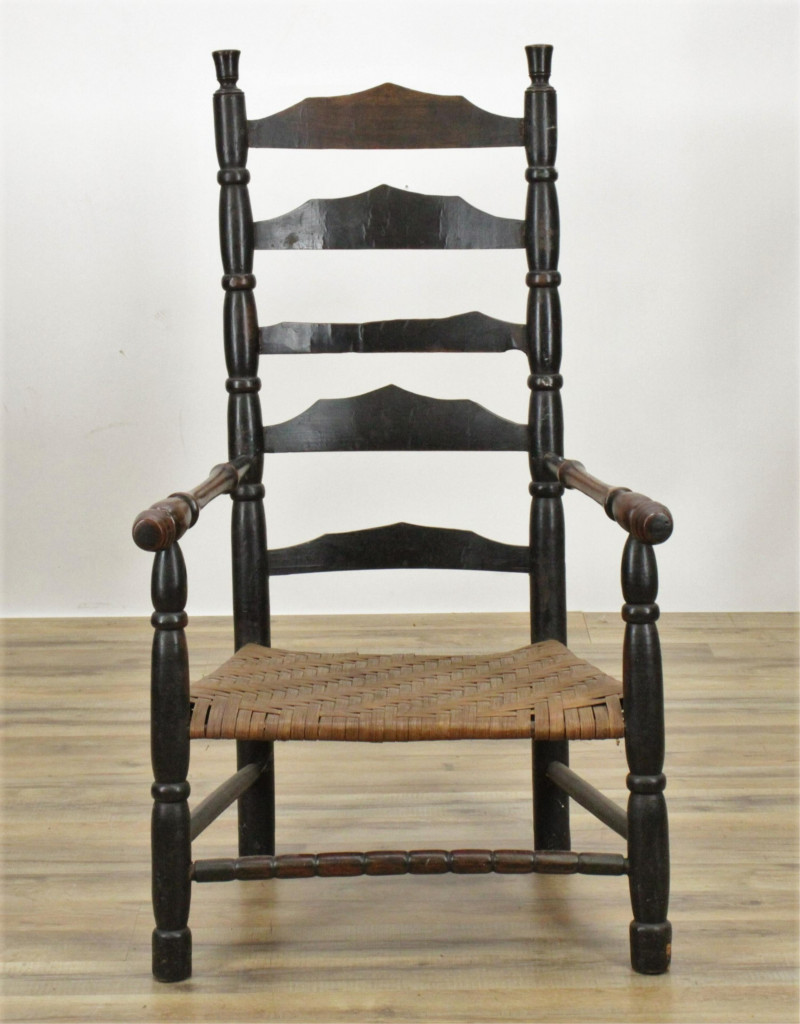 American Black Stained Cherry Armchair, 19th C.