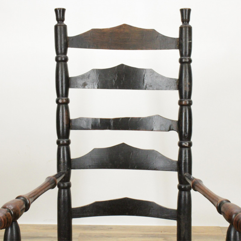 American Black Stained Cherry Armchair, 19th C.