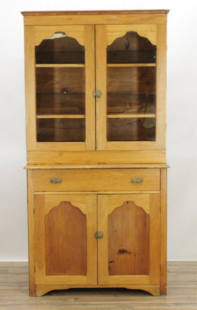 Image for Lot Victorian Butternut Library Cabinet