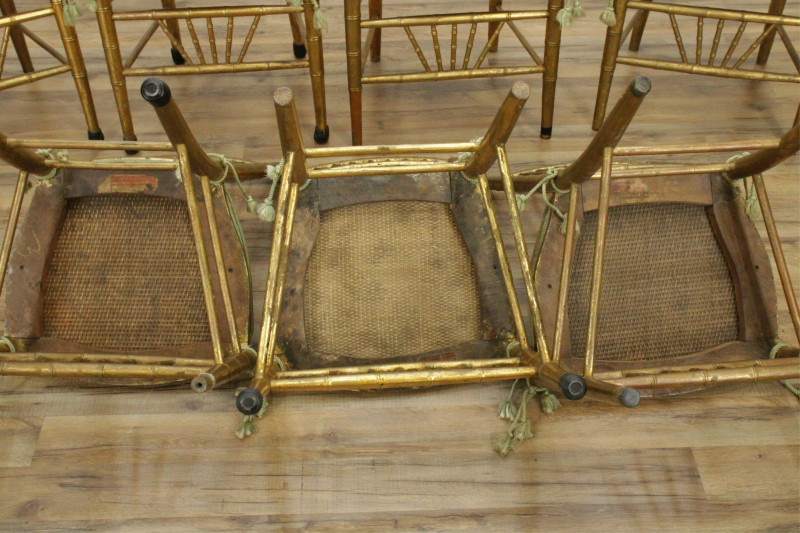 Set of 8 Giltwood Faux Bamboo Ballroom Chairs