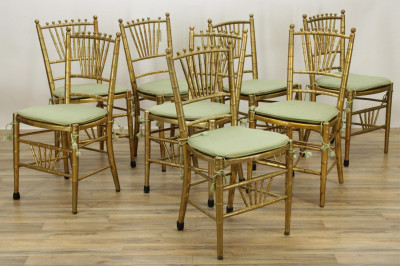 Image for Lot Set of 8 Giltwood Faux Bamboo Ballroom Chairs