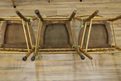 Set of 8 Giltwood Faux Bamboo Ballroom Chairs