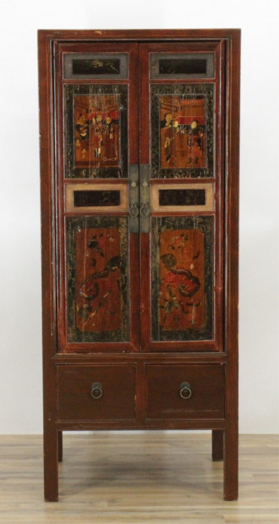 Image for Lot Chinese Painted Hardwood Armoire