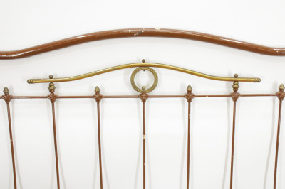 2 French Painted Iron and Brass Double Size Beds