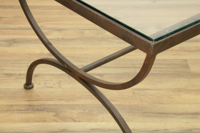 Contemporary Curule Form Metal Coffee Table