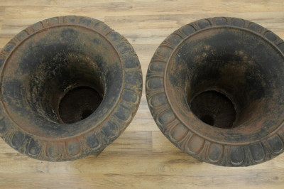 Pair Cast Iron Classical Garden Urns