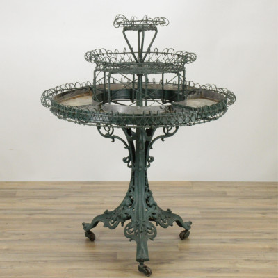 Image for Lot Victorian Cast Iron & Wire Plant Stand, Late 19th