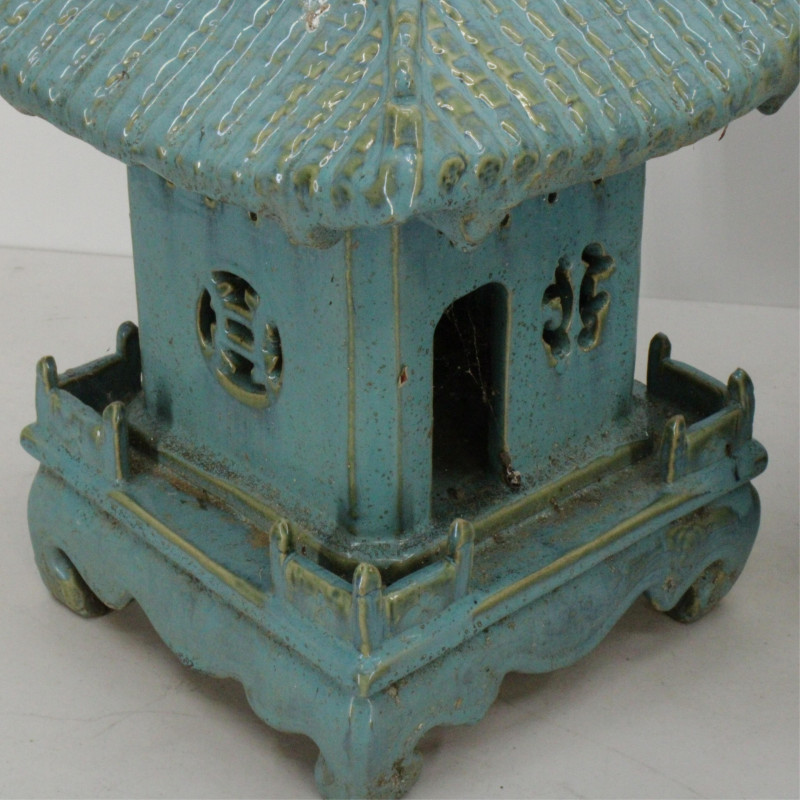 Chinese Style Ceramic Pagoda, Stool & Planter