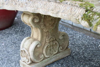 Baroque Style Cast Cement Garden Bench