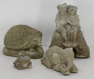 Image for Lot Four Cast Cement Animals