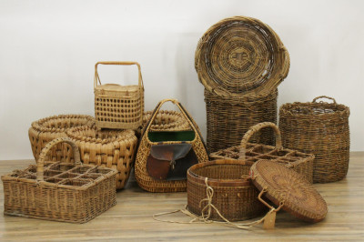 Image for Lot 10 Wicker & Woven Grass Planters, Boxes & Baskets
