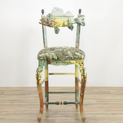 Image for Lot Mackenzie Childs 'Forest Fish' High Back Bar Stool
