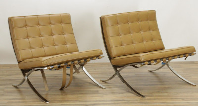 Image for Lot Pair Mies Van Der Rohe for Knoll Barcelona Chairs
