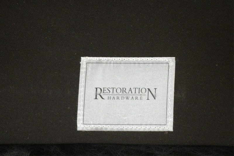 Restoration Hardware Black Leather Sofa & Ottoman
