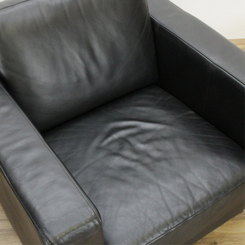 Restoration Hardware Black Leather Club Chair