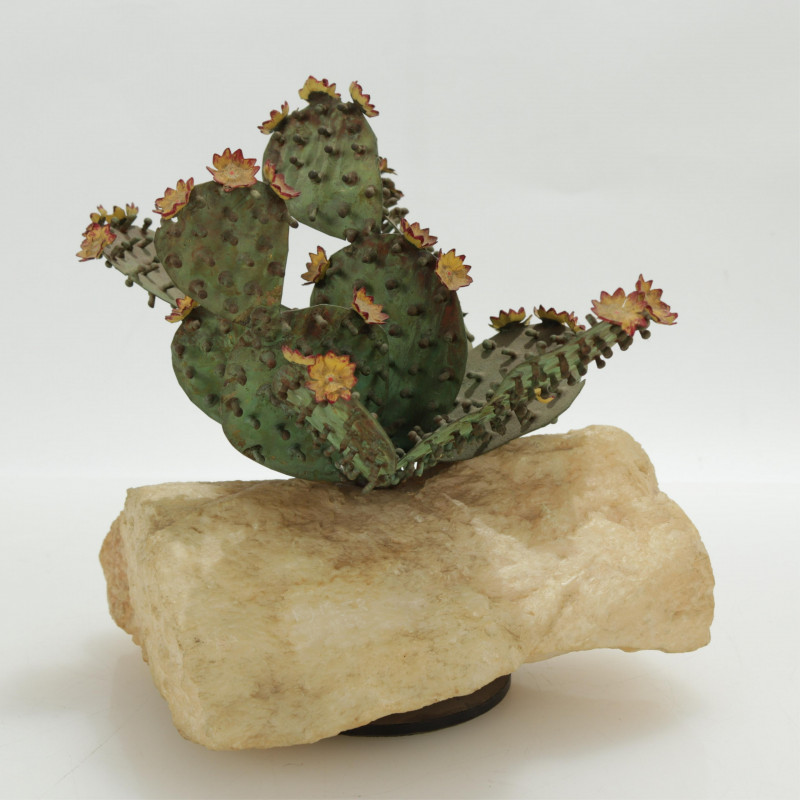 RJ Mejer, Patinated & Enameled Copper Cactus, 1968