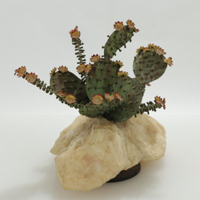 RJ Mejer, Patinated & Enameled Copper Cactus, 1968
