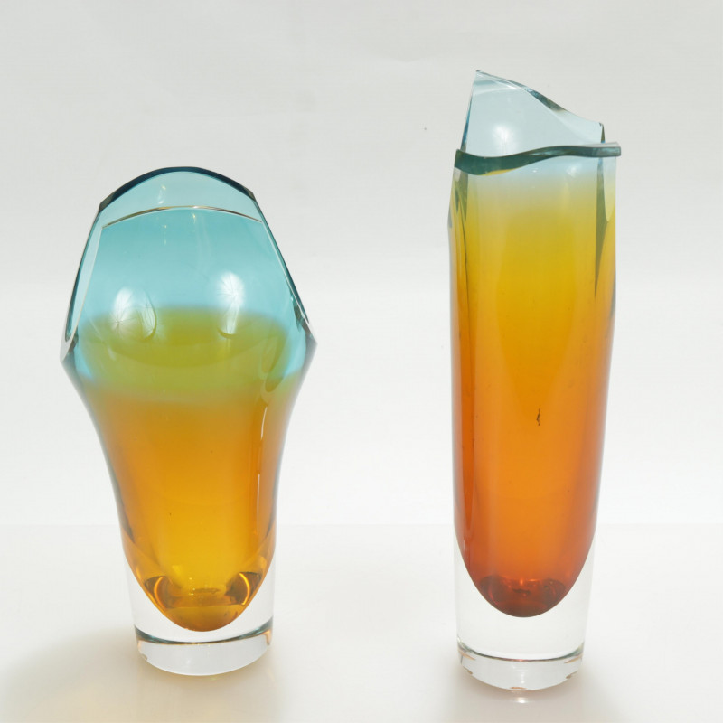 2 John Nickerson Art Glass Vases