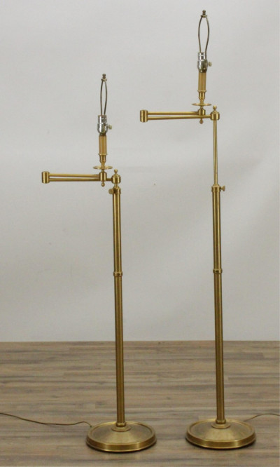 Pr. of Brass Swing Arm Floor Lamps, poss. Chapman
