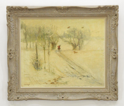 Louis Mazot, The Hunt in Winter, O/C