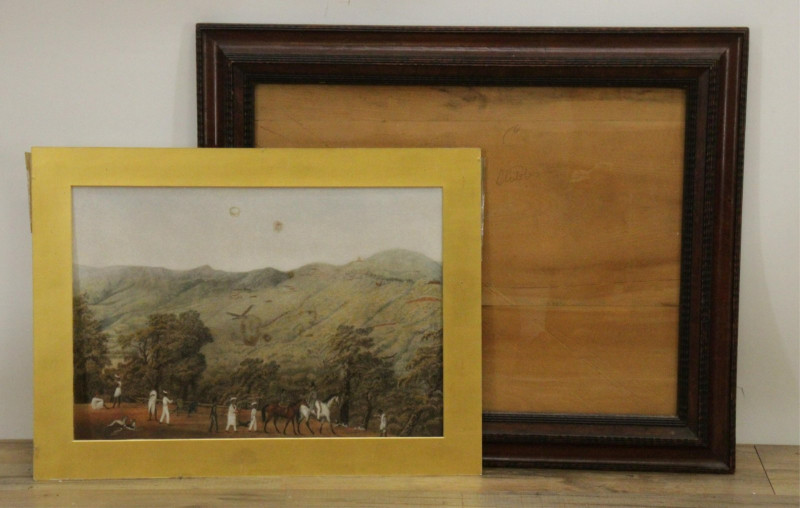 19th C Colonial India Hunt Gathering, Gouache, W/C