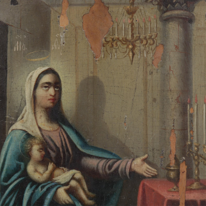 Mary & Jesus at an Altar, possibly Russian, 19th C