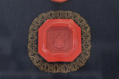 Pair of Framed Continental Wax Seals, 19th C.