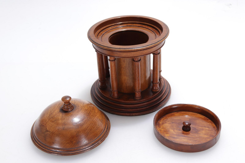 Antique and Rotunda Form Tea Caddies; Table Box