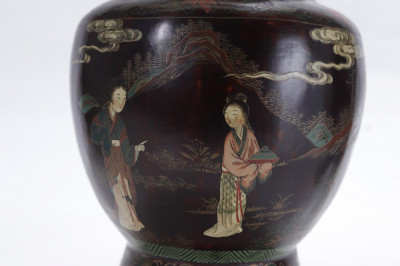 Pair Chinese Lacquered Lead Tea Canisters