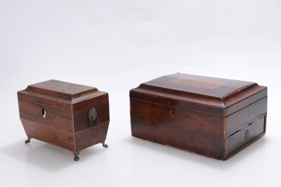 2 English Inlaid Rosewood Boxes, 19th C.