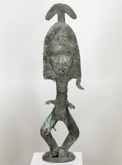 African Cast Bronze Figural Sculpture, Benin
