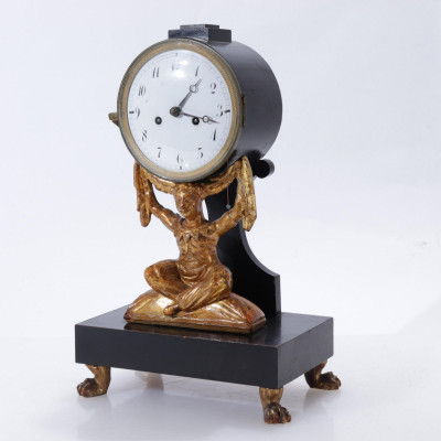 Image for Lot Austrian Parcel-Gilt Ebonized Figural Clock, 19th
