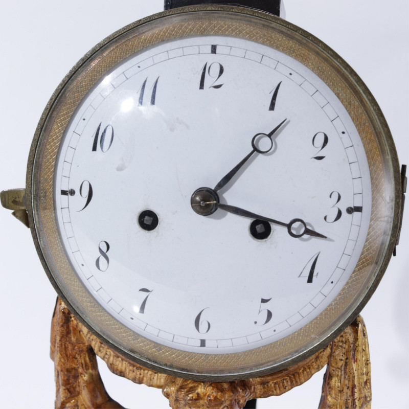 Austrian Parcel-Gilt Ebonized Figural Clock, 19th
