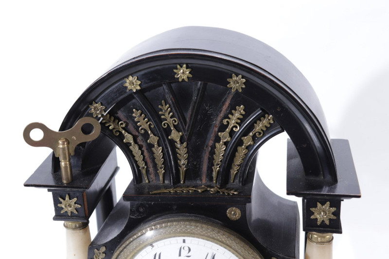 Austrian Alabaster & Ebonized Clock, Early 19th C.