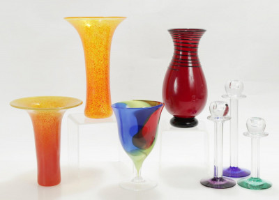 Image for Lot 7 Contemporary Art Glass Vases & Candlesticks