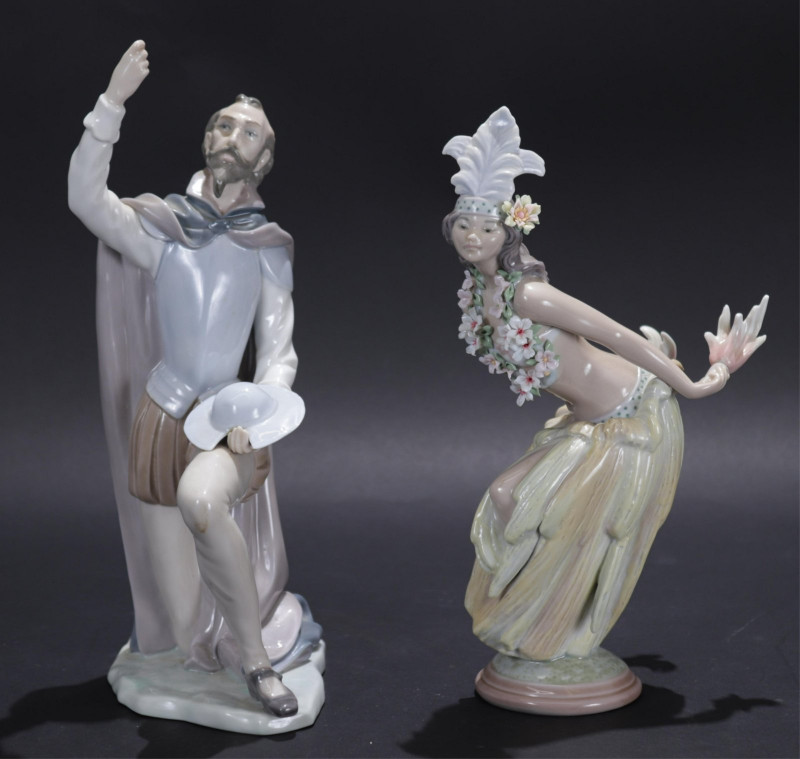 Two Lladro Figurines: Polynesian Dancer, D.Quixote