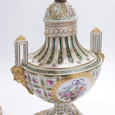 Pair of Sevres Style Porcelain Urn as Lamps