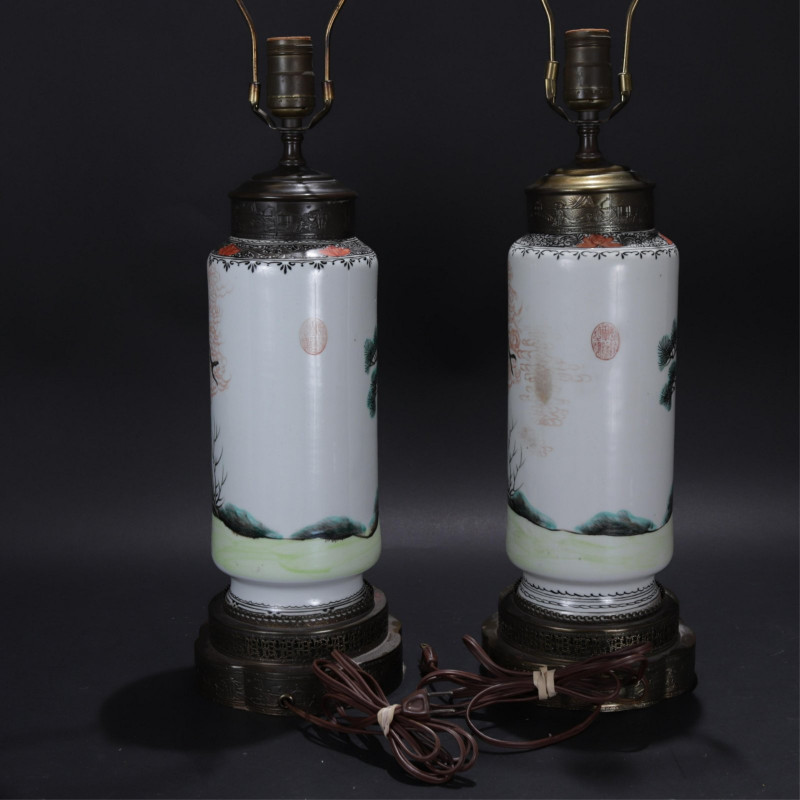 Pair Chinese Porcelain Lamps