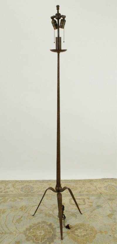 Image for Lot Gold Wash Iron & Fabric Floor Lamp, Jacques Grange