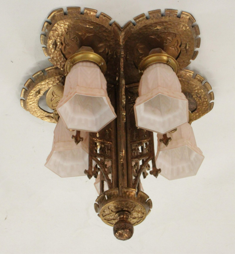Neo Gothic Style Bronze Five Light Ceiling Fixture